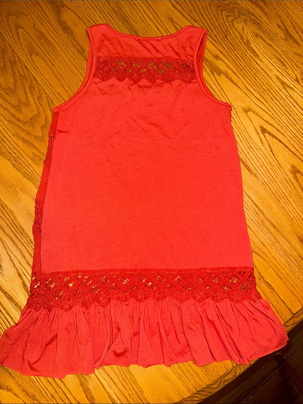 Mystree Red Lace-Panel Ruffled Tank Top - Picture 2 of 3